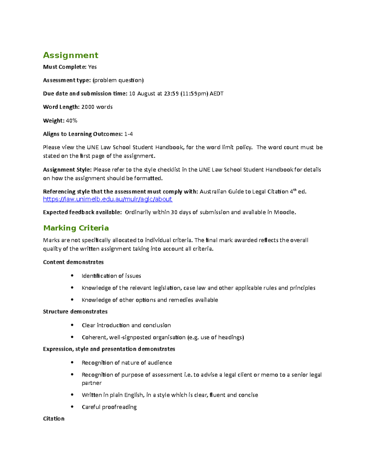 Assignment Question - Assignment Must Complete: Yes Assessment type ...