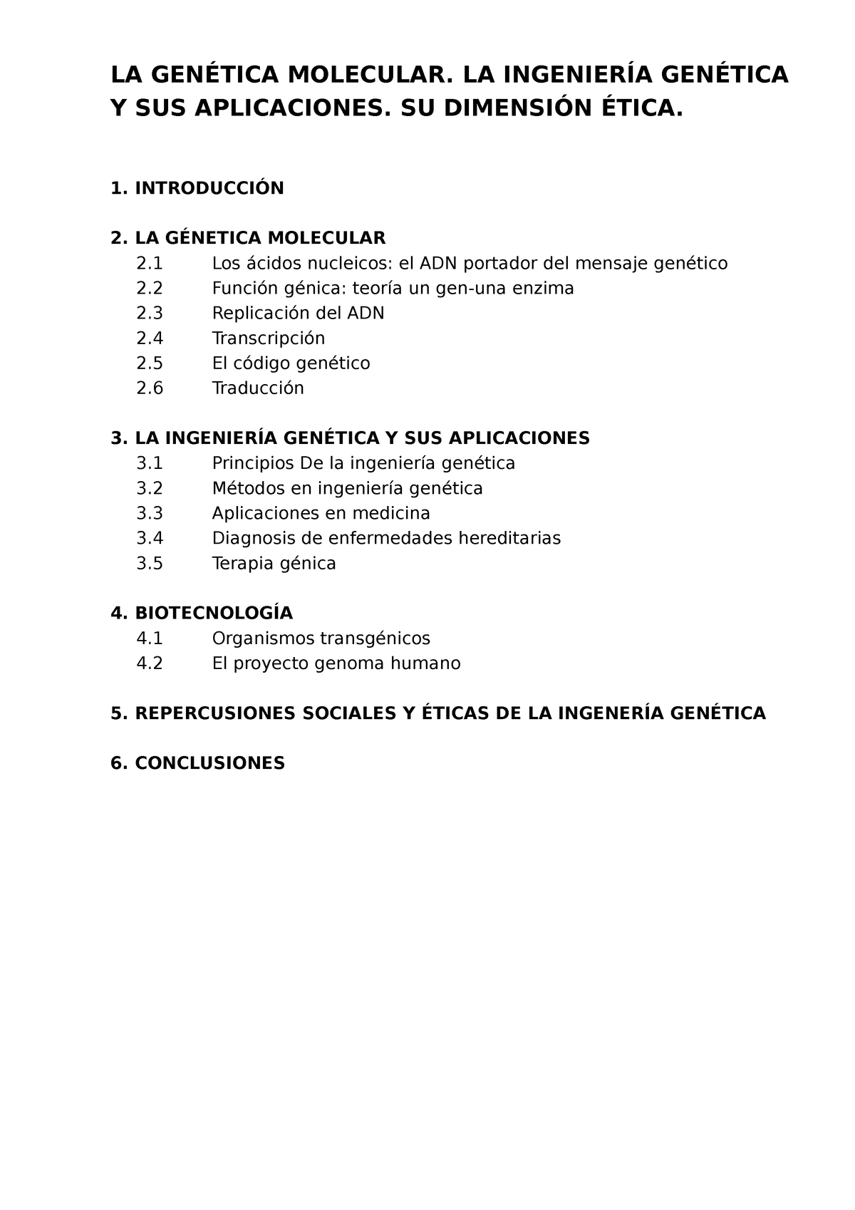 TEMA 64. La genética molecular. Ingeniería genética y sus aplicaciones ...