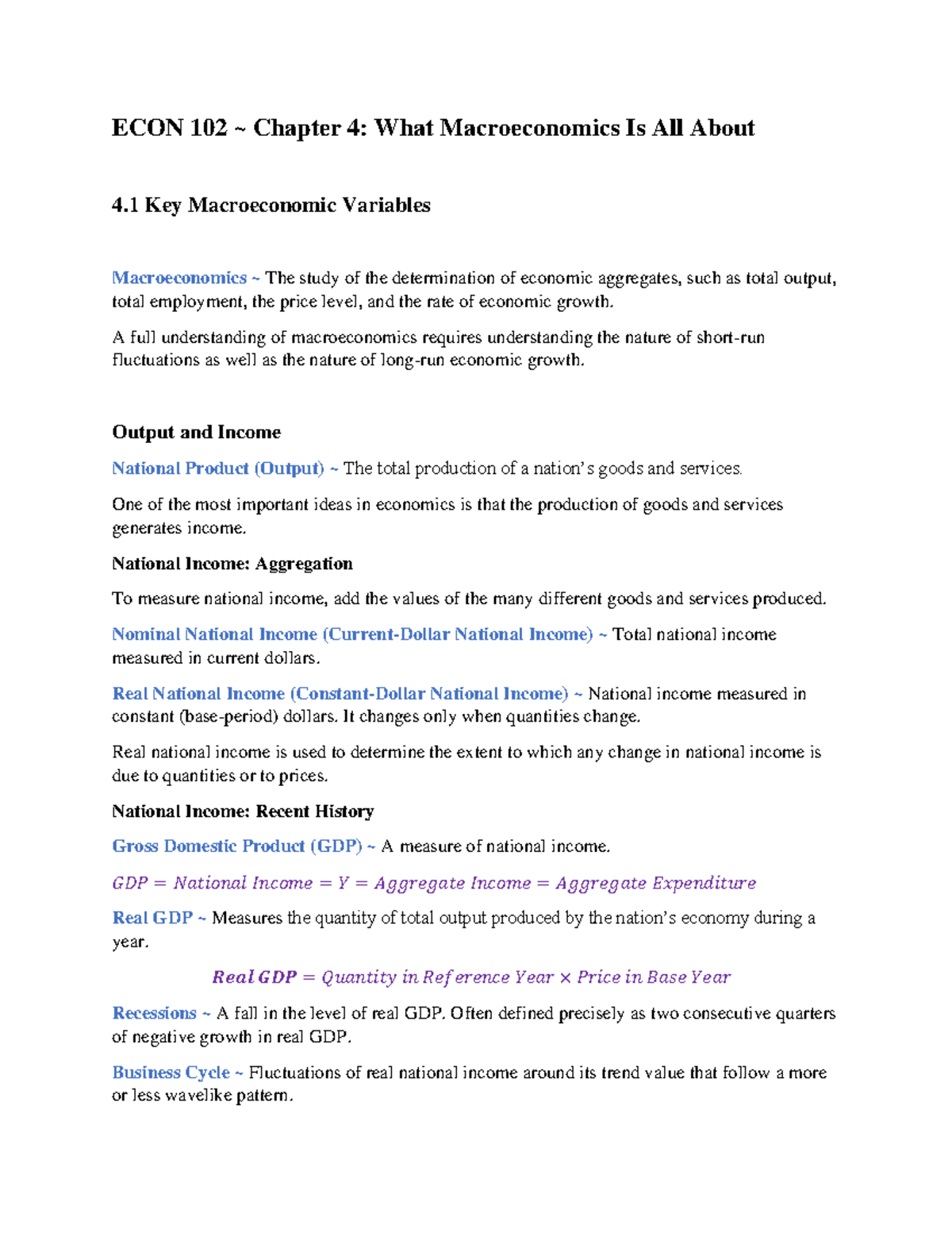 ECON102 - Chapter 4 - ECON 102 ~ Chapter 4: What Macroeconomics Is All ...