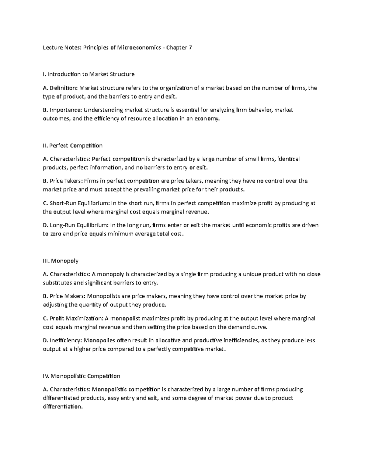 Micro chapter 7 - Lecture Notes: Principles of Microeconomics - Chapter ...