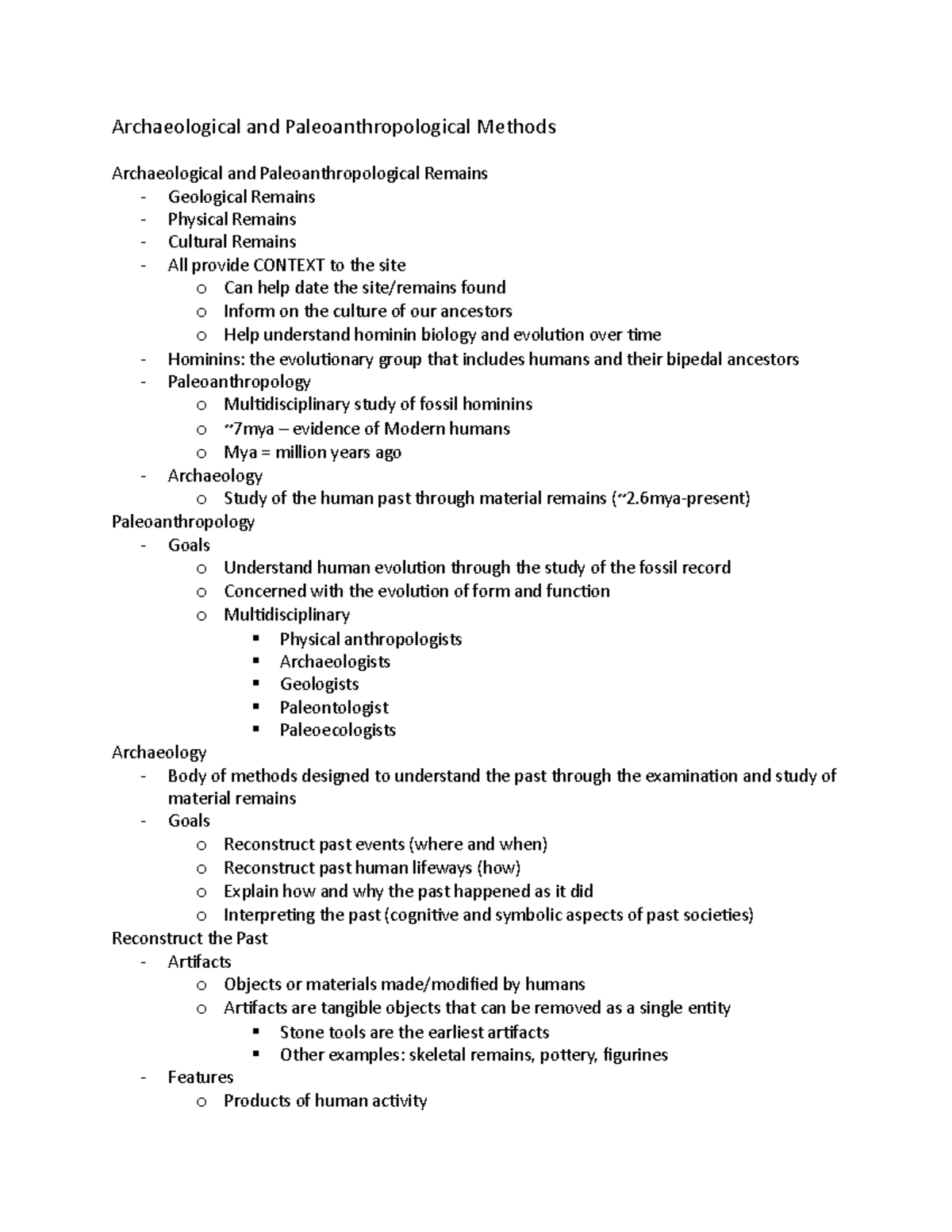 Anth 110-03 Chp. 2 - Lecture notes 2 - Archaeological and ...