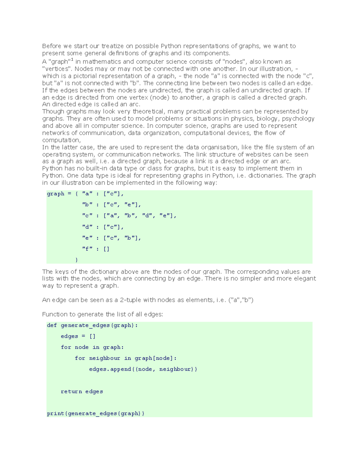 Before we start our treatize on possible Python representations of ...