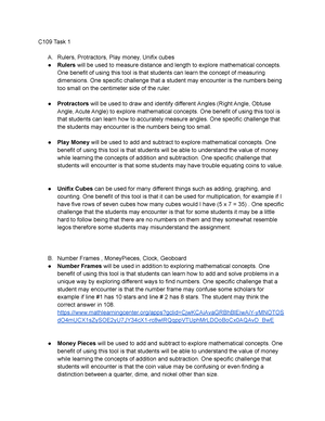 C109 Task 1 - Notes - A1. Rulers Can Be Used In Lessons Where The ...