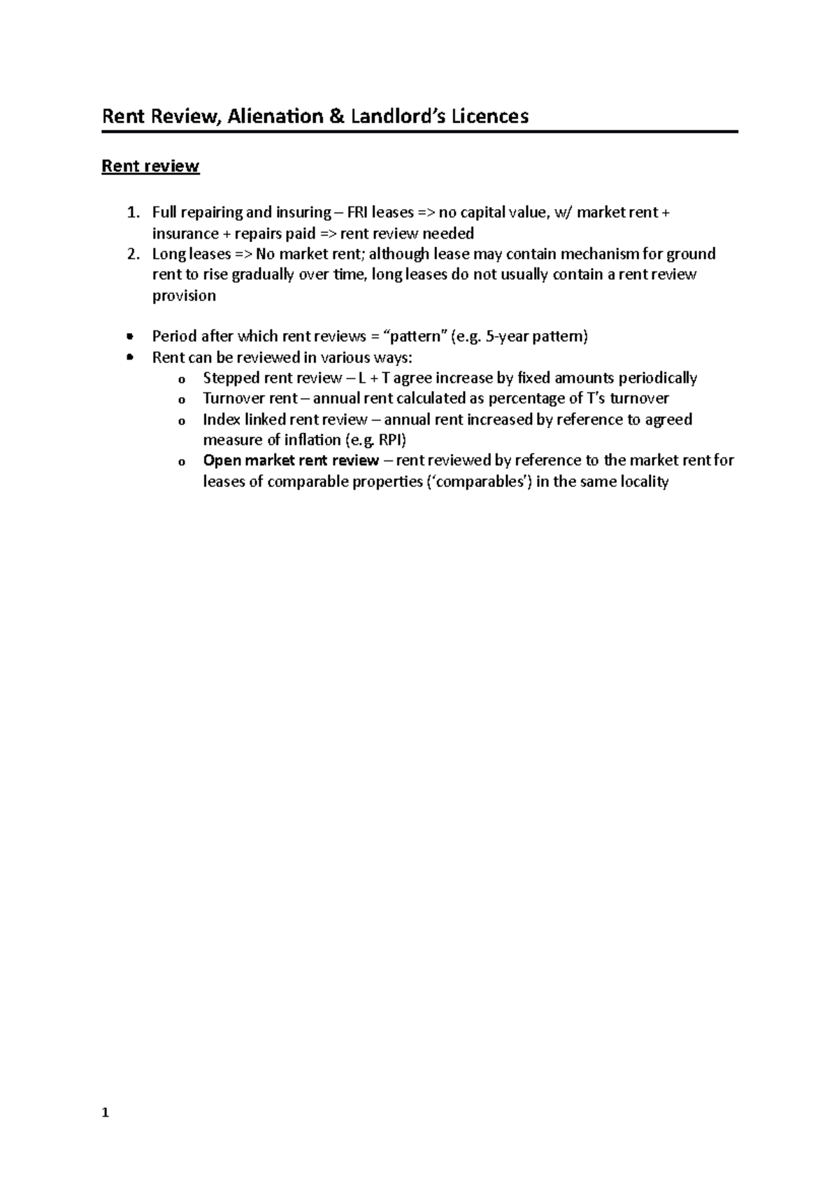 08 Rent review, alienation and landlord's licences - Rent Review ...