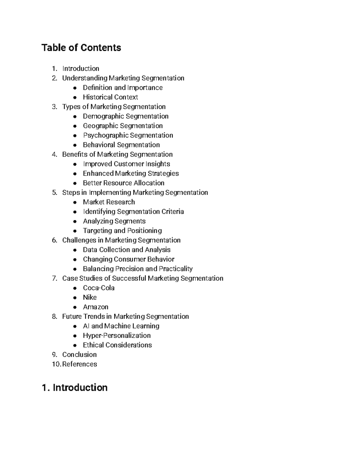 Marketing Segmentation - Introduction Marketing segmentation is a ...