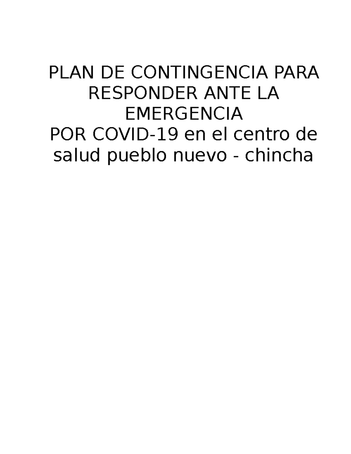 PLAN DE Contingencia PARA Responder ANTE LA Emergencia POR Covid-19 1-2 ...