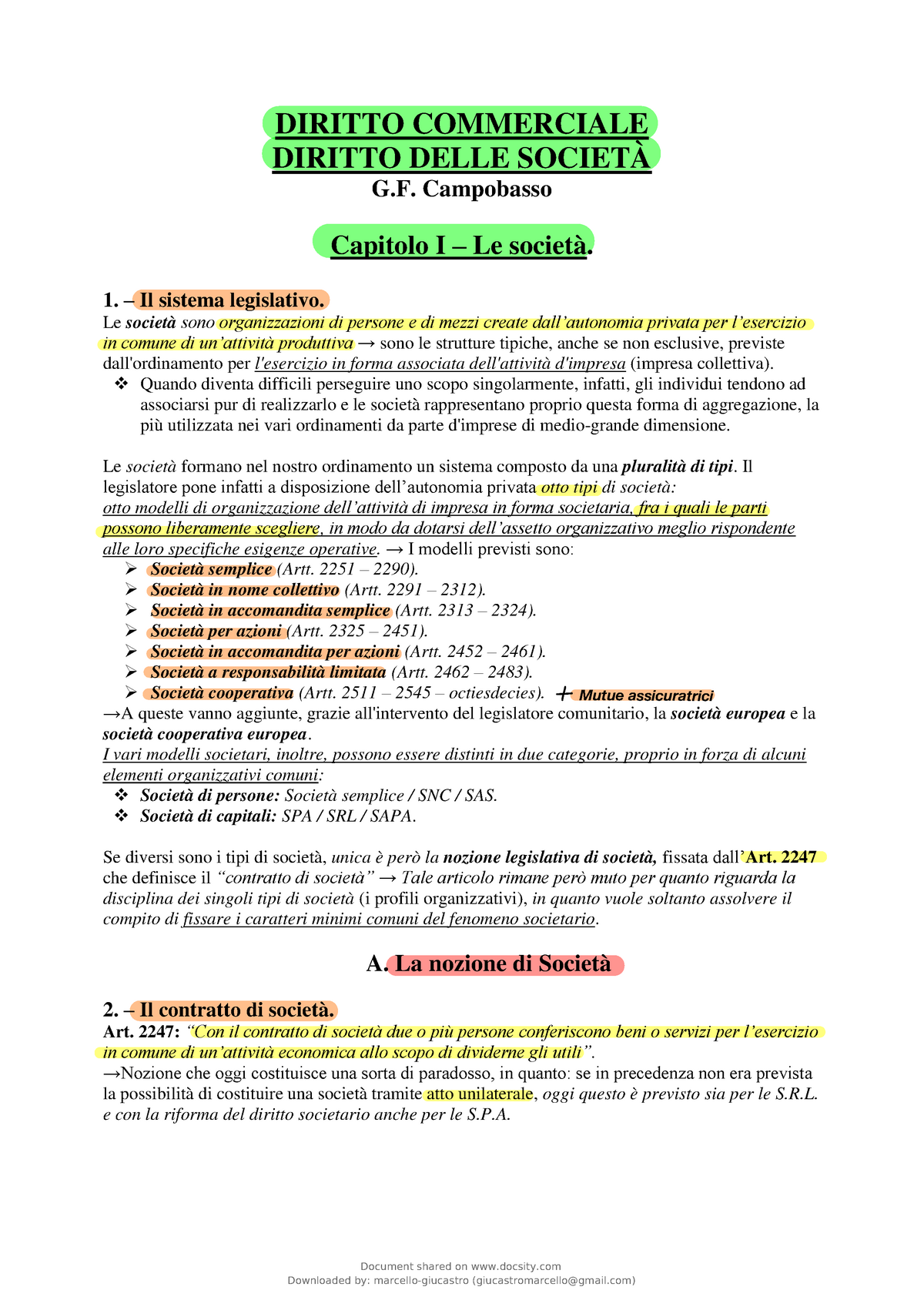 Riassunto Diritto Delle Societá -Gian Franco Campobasso - DIRITTO ...