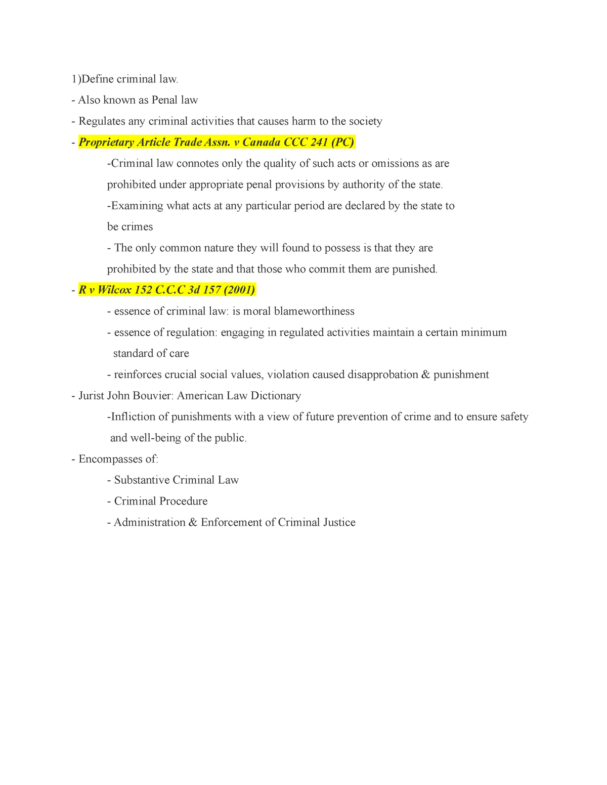 Introduction To Criminal Law Chapter 1 - 1)Define Criminal Law. Also ...