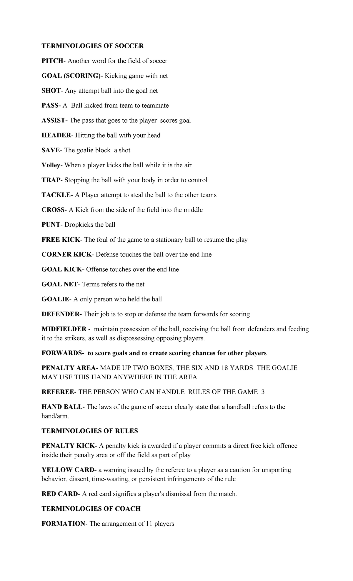 Terminologies of soccer word - TERMINOLOGIES OF SOCCER PITCH- Another ...