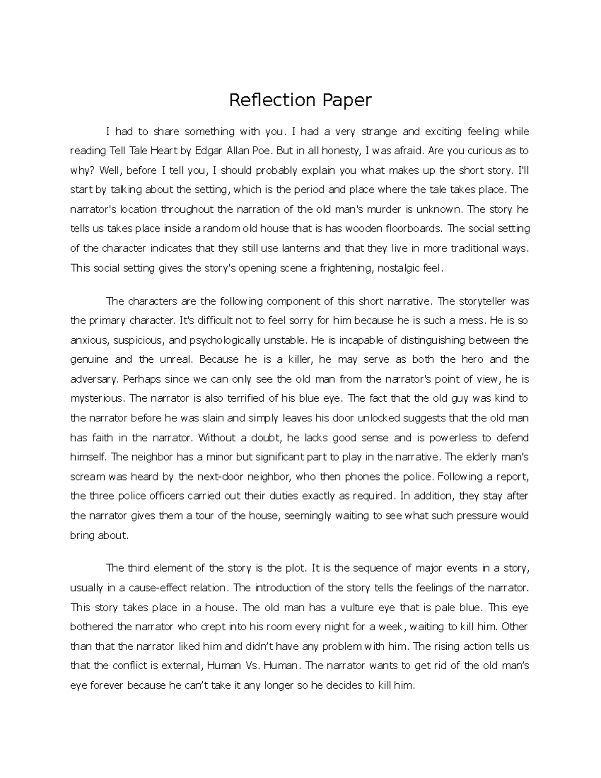 279164568 TELL tale heart reflection reaction paper - Reflection Paper ...