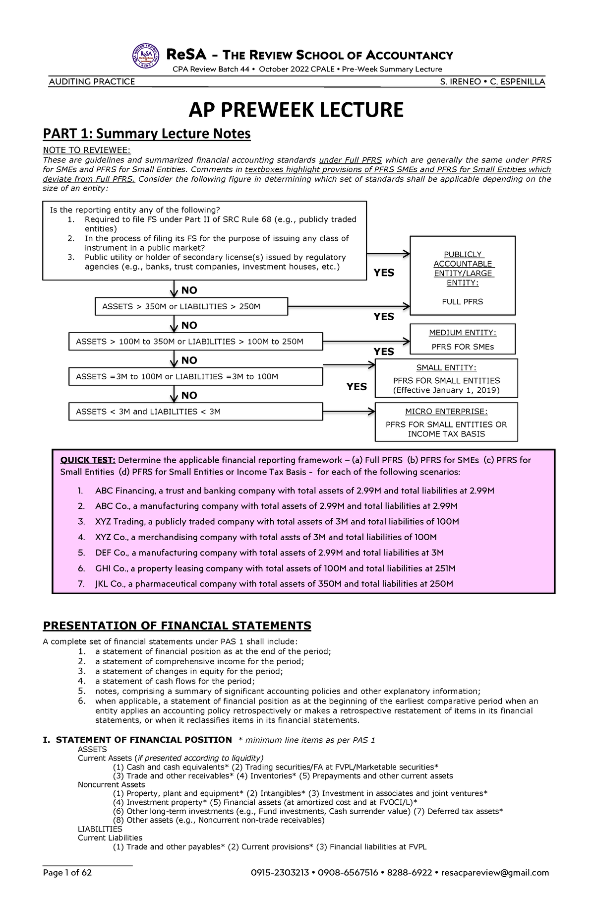 AP Preweek RESA (B44) - ReSA - THE REVIEW SCHOOL OF ACCOUNTANCY CPA ...