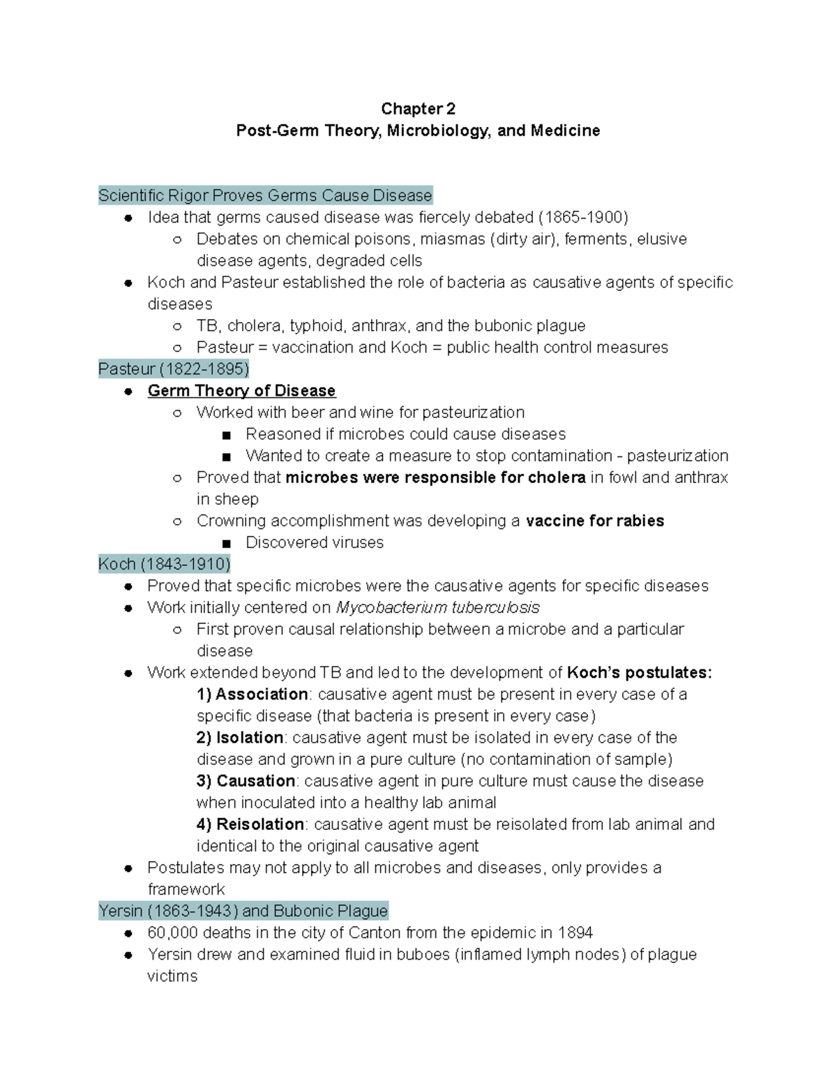 HTH 245 Chapter 2 - Dr. Bishop - Chapter 2 Post-Germ Theory ...