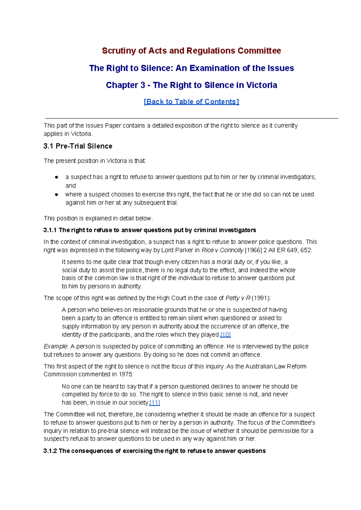 The Right to Silence An Examination of the Issues - Scrutiny of Acts ...