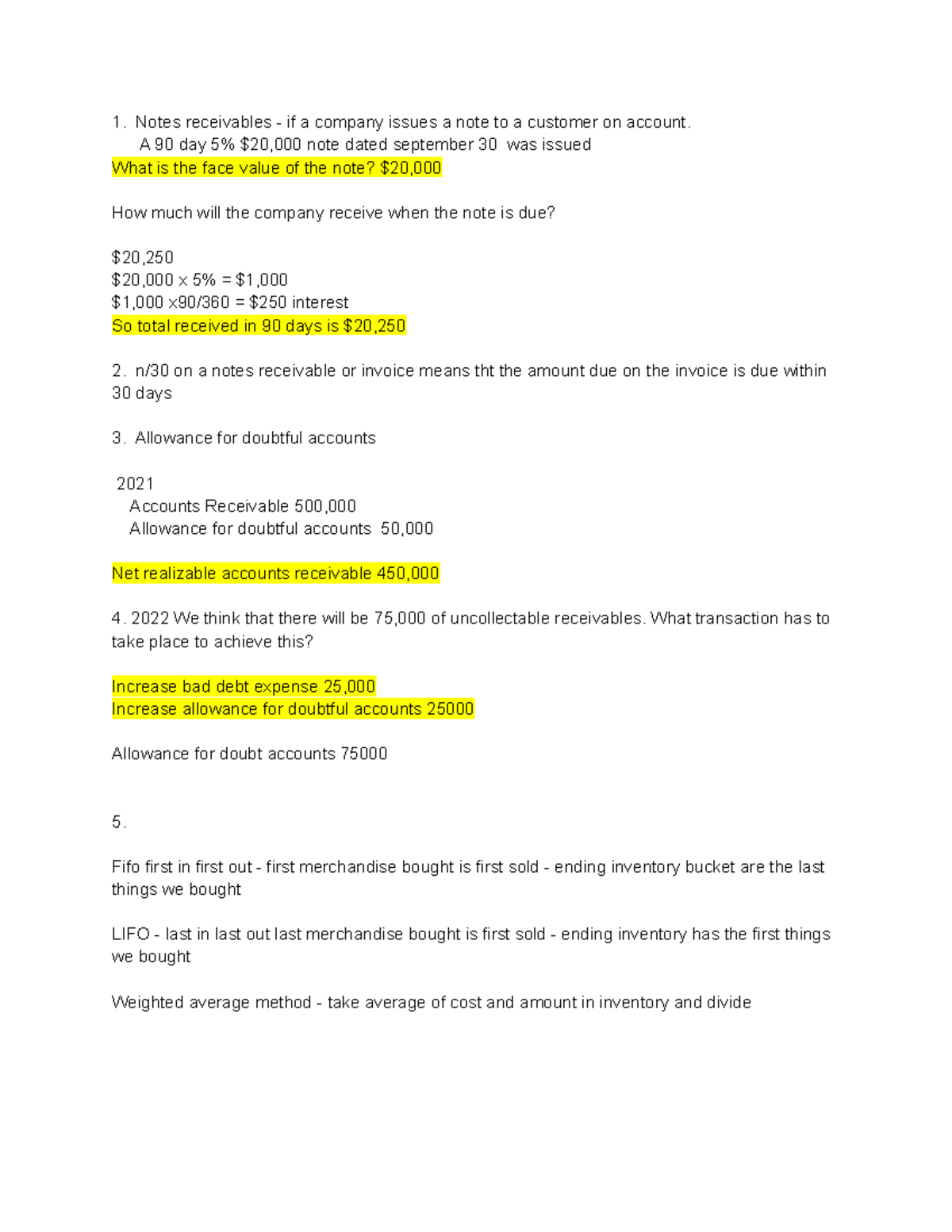 Exam 2 chapter 6 7 8 4 - Practice exams - Notes receivables - if a ...
