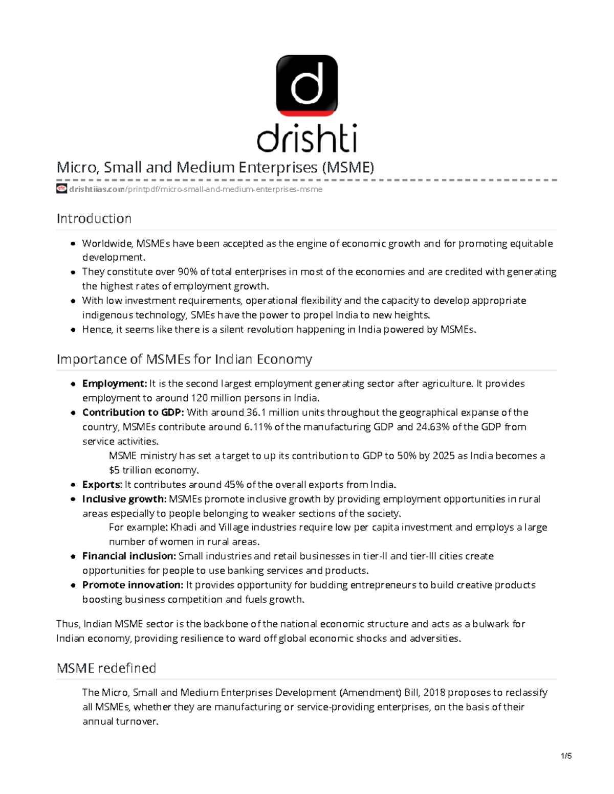 Micro, Small and Medium Enterprises (MSME) - Micro, Small and Medium ...