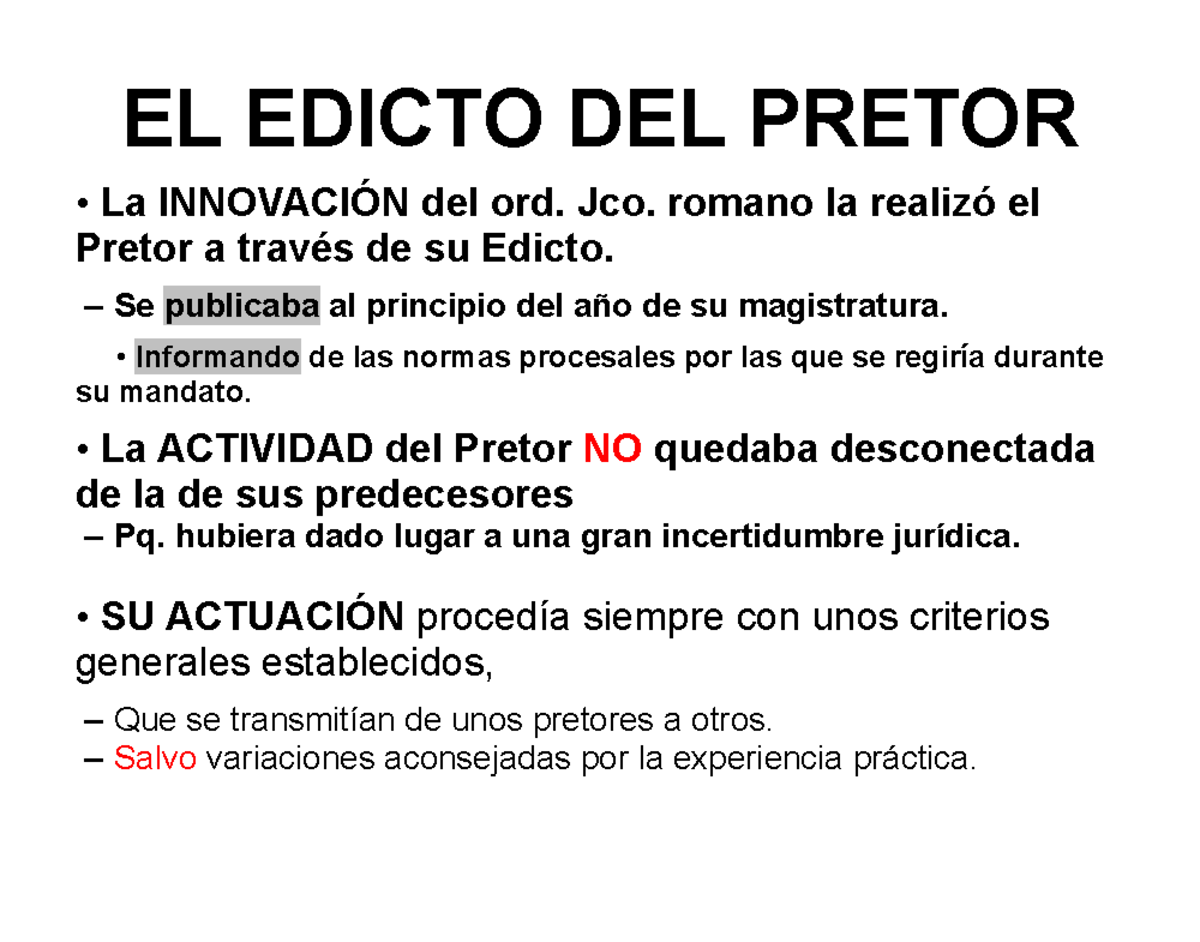 EL Edicto DEL Pretor - EL EDICTO DEL PRETOR • La INNOVACIÓN Del Ord ...