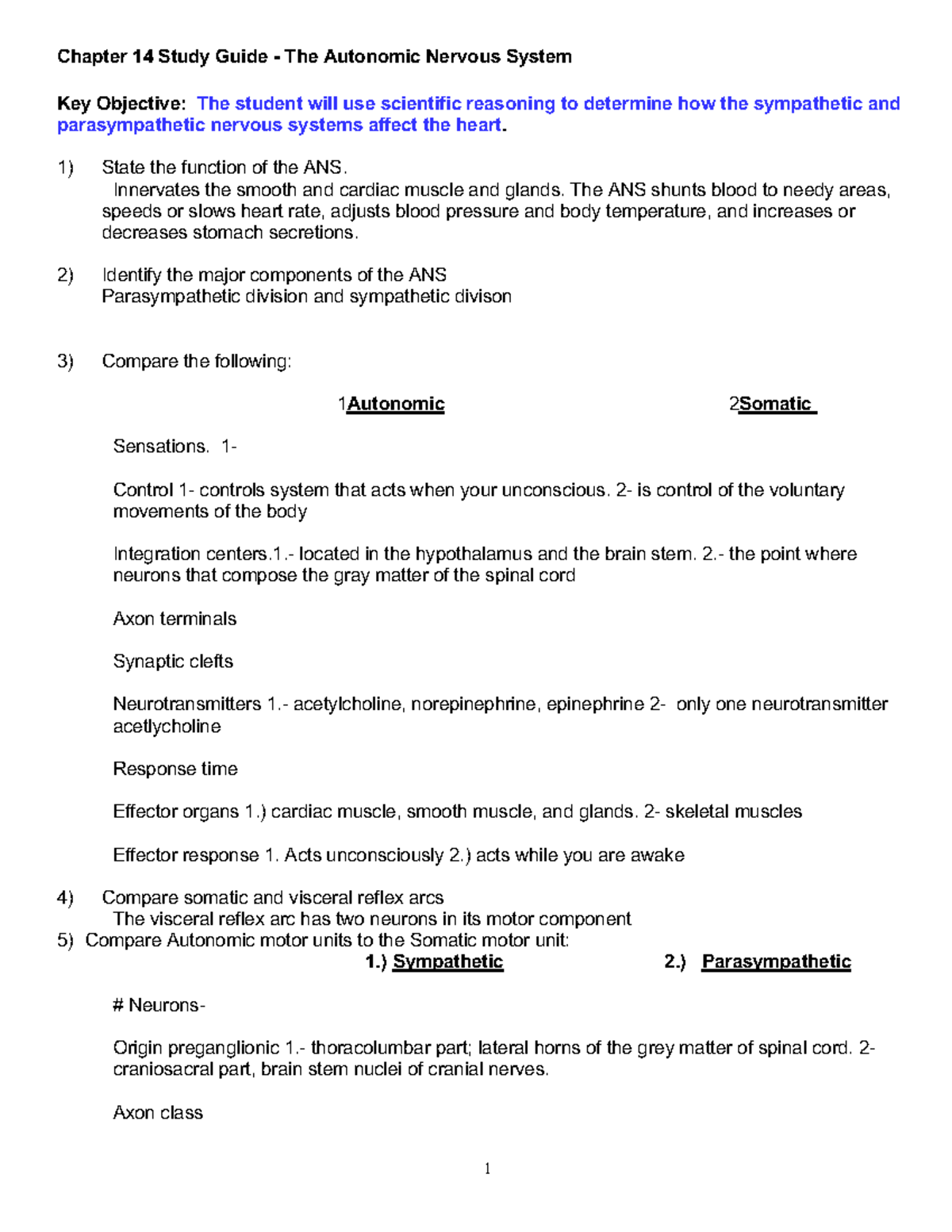 autonomic nervous system case study answers