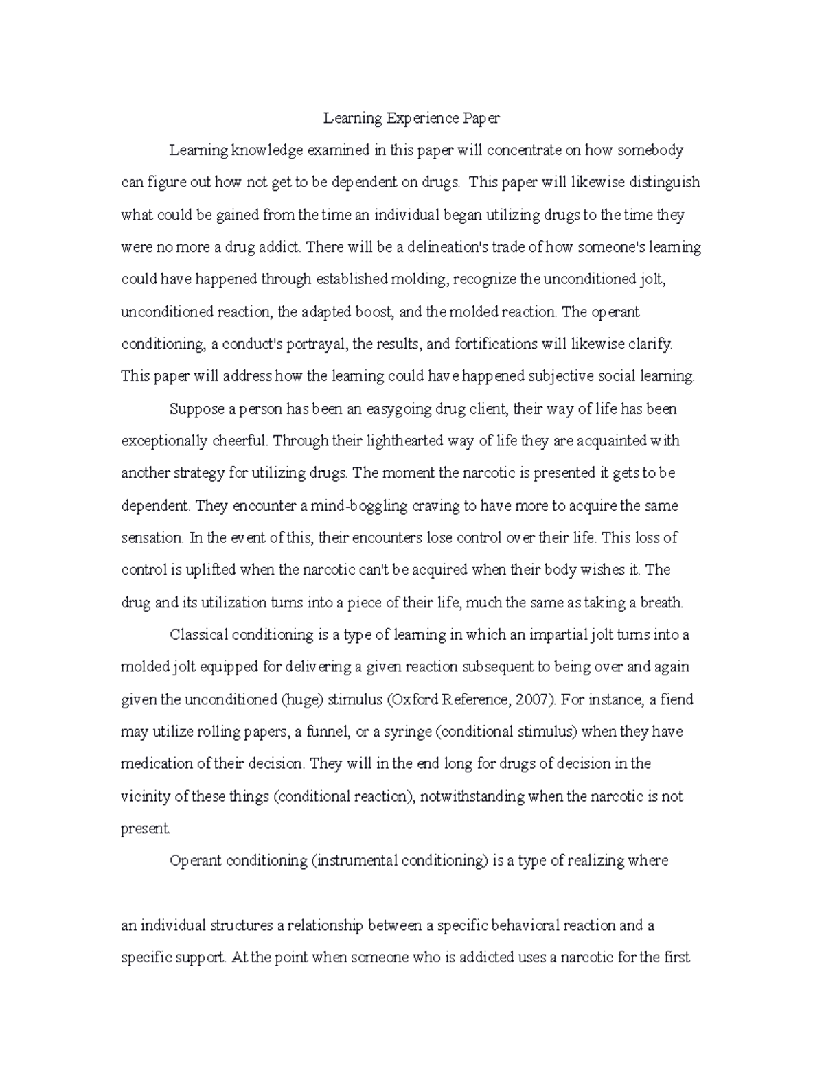 Learning Experience Paper - This paper will likewise distinguish what ...