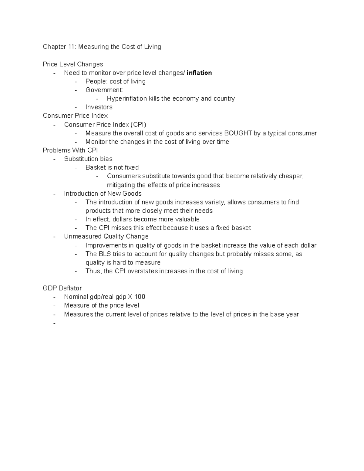 Chapter 11 Lecture Notes - Chapter 11: Measuring The Cost Of Living ...