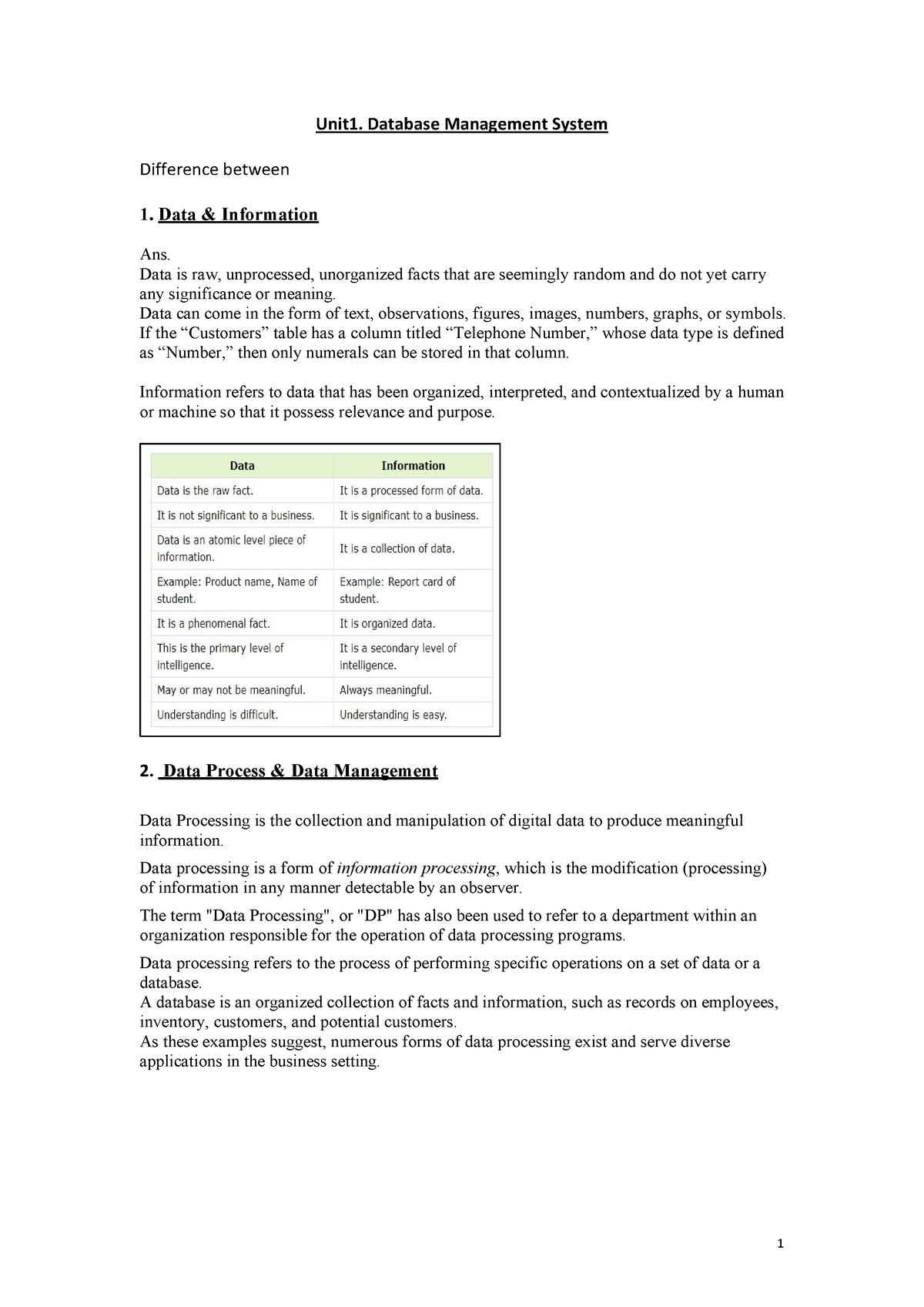 Unit1 Dbms - Database Management System Introduction For MCA AND B.Sc ...