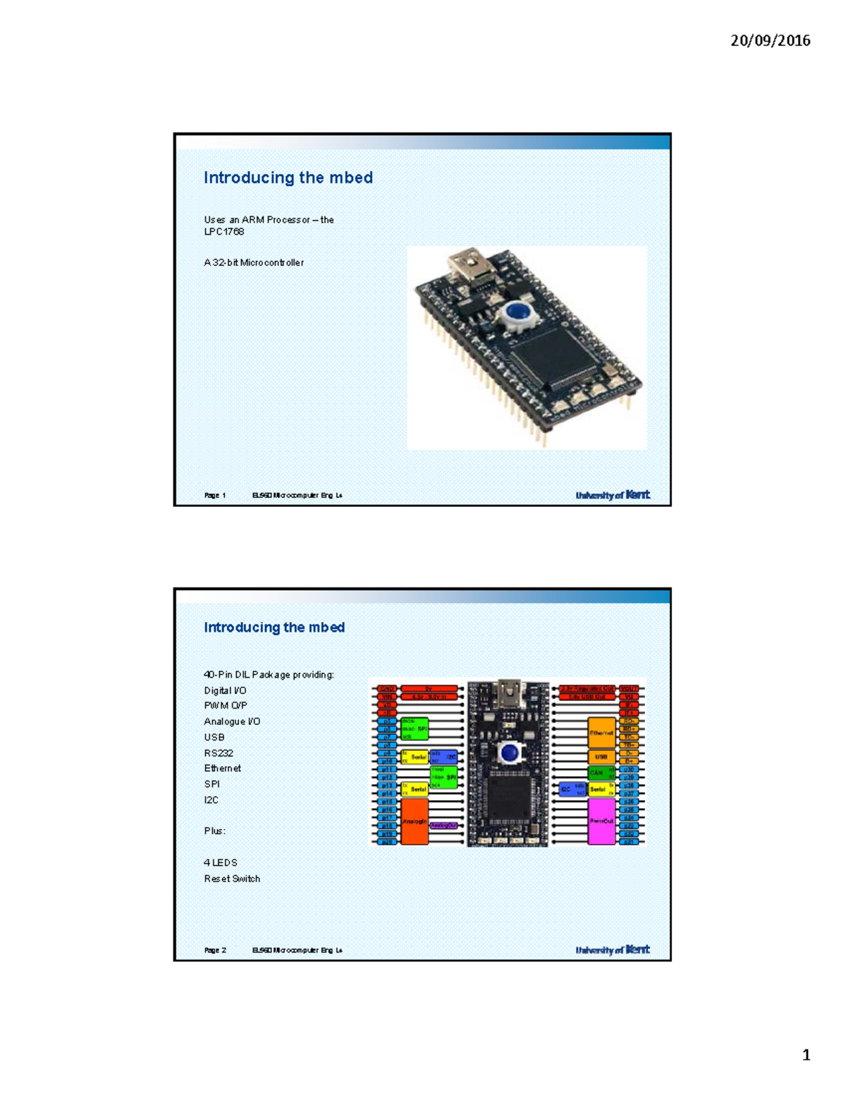 Lecture 4 of Computer architecture Lecture 4 Introducing the mbed