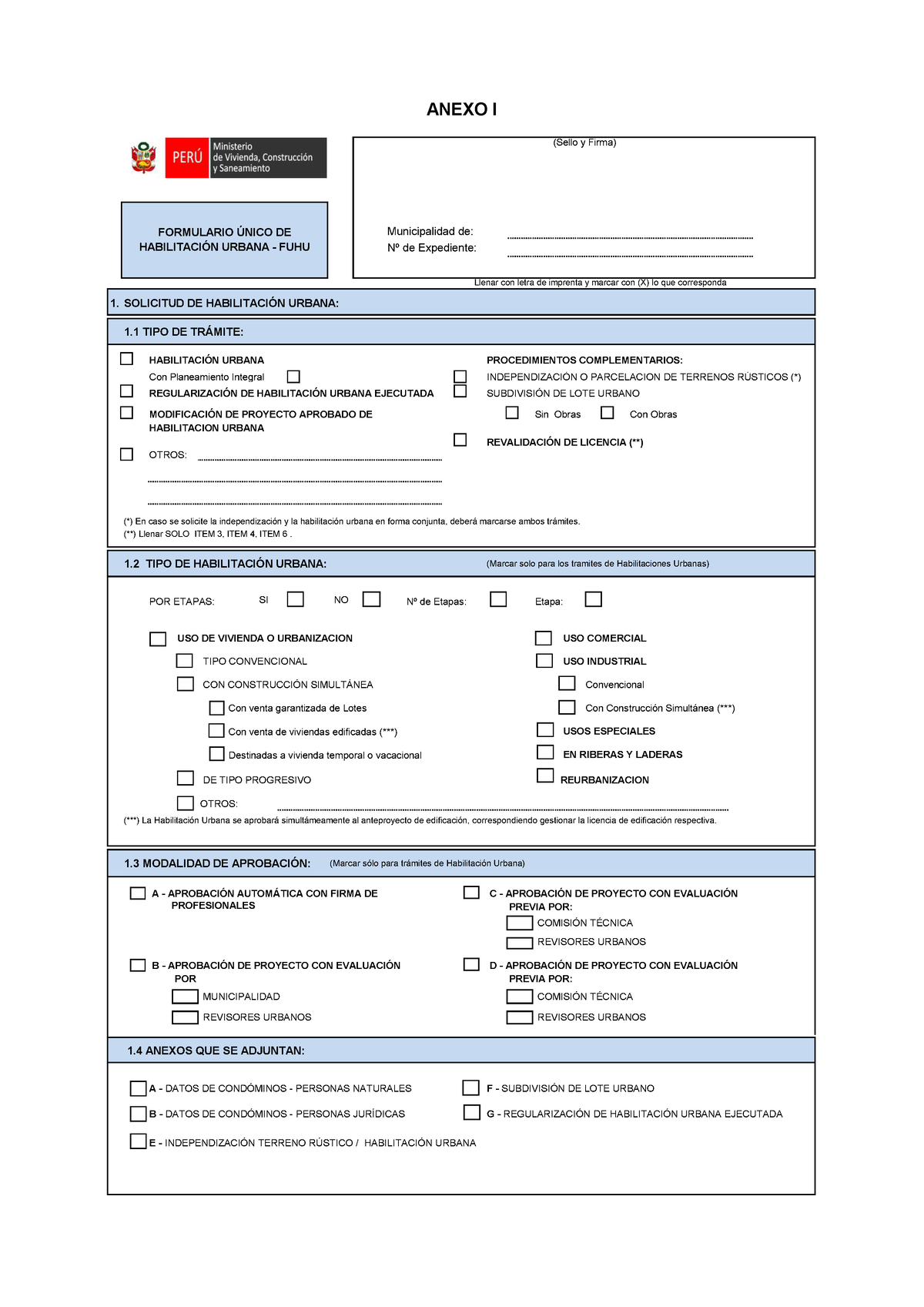 B Formulario Unico Habilitacion Urbana - Municipalidad De: Nº De ...