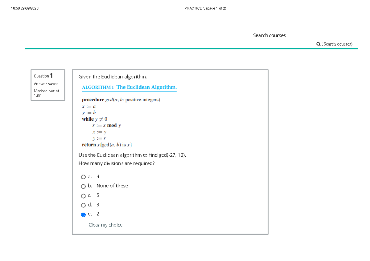 Practice-3-page-1-of-2 - Question 1 Answer saved Marked out of 1. Given ...