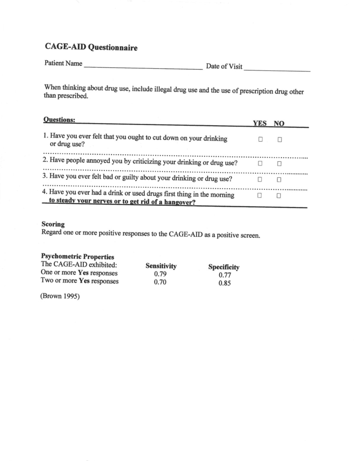 CAGEAID Questionnaire NURG 5700 Studocu