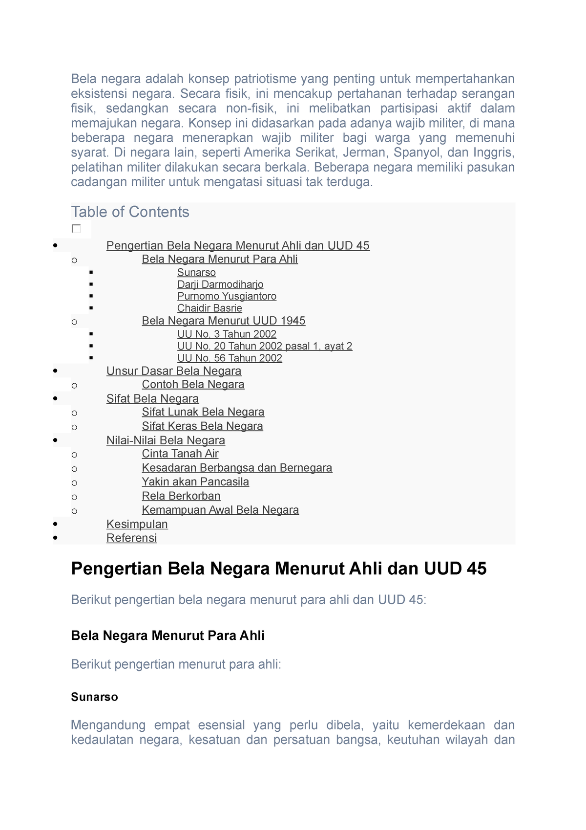 Unsur Bela Negara Dan Implementasi - Bela Negara Adalah Konsep ...