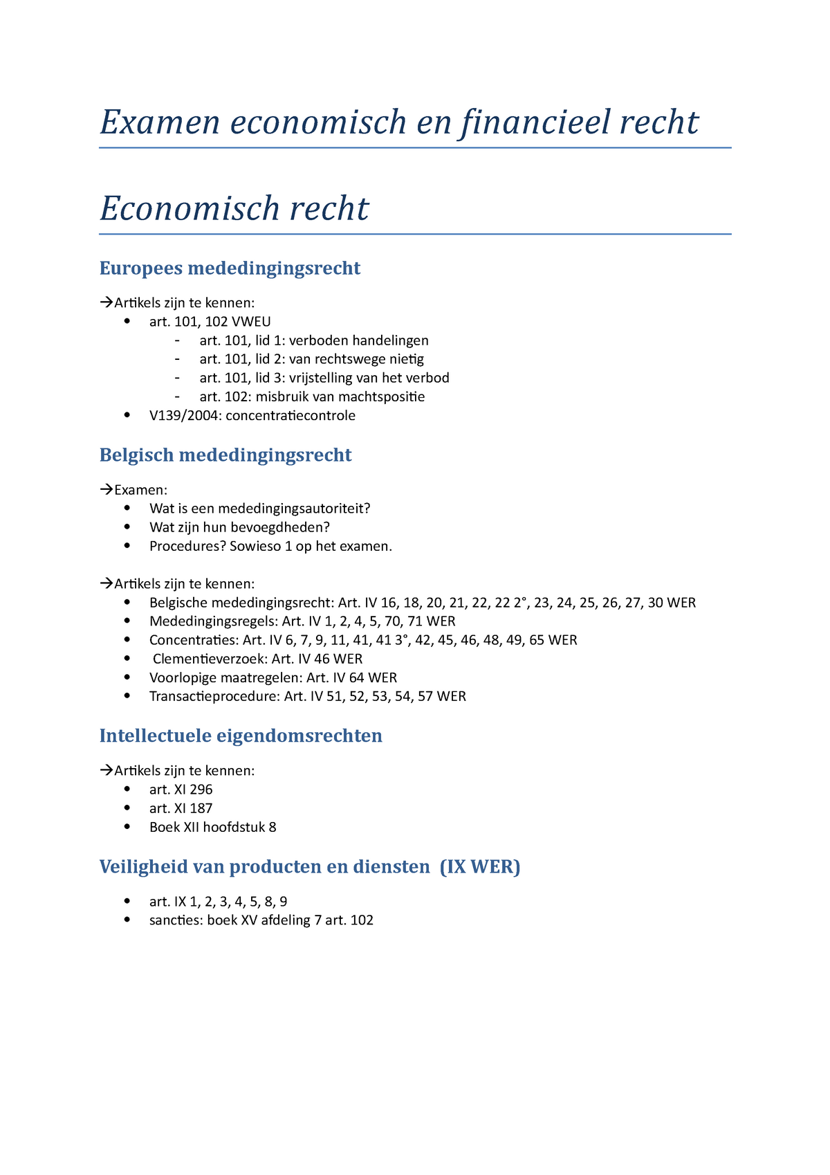 Tentamen Economisch En Financieel Recht - Examen Economisch En ...