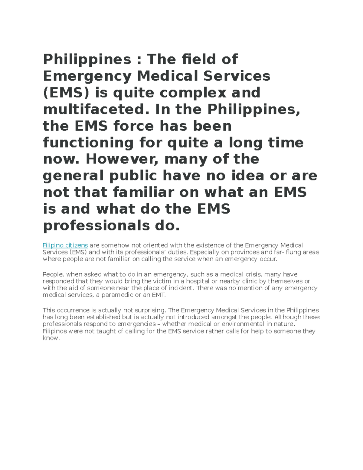 Philippines EMS Bill - Copy - Philippines : The Field Of Emergency ...