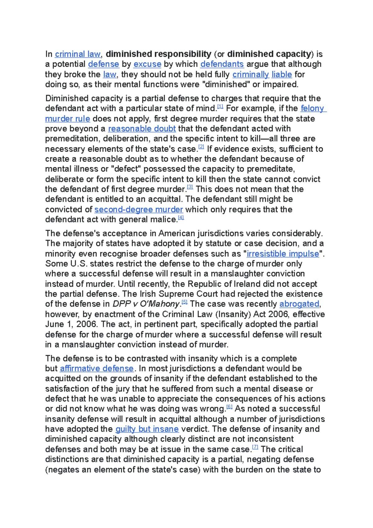 In - Human Rights AND Their Violation - In criminal law, diminished ...