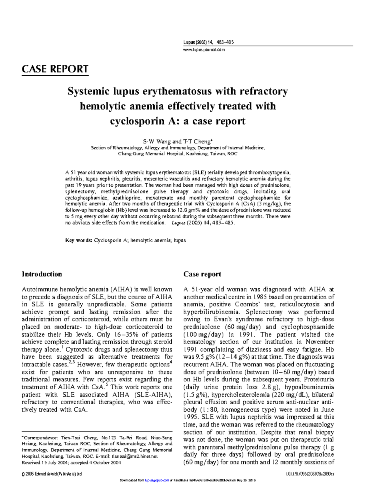 Lupus Y Ciclosporina - completo - CASE REPORT Systemic lupus ...