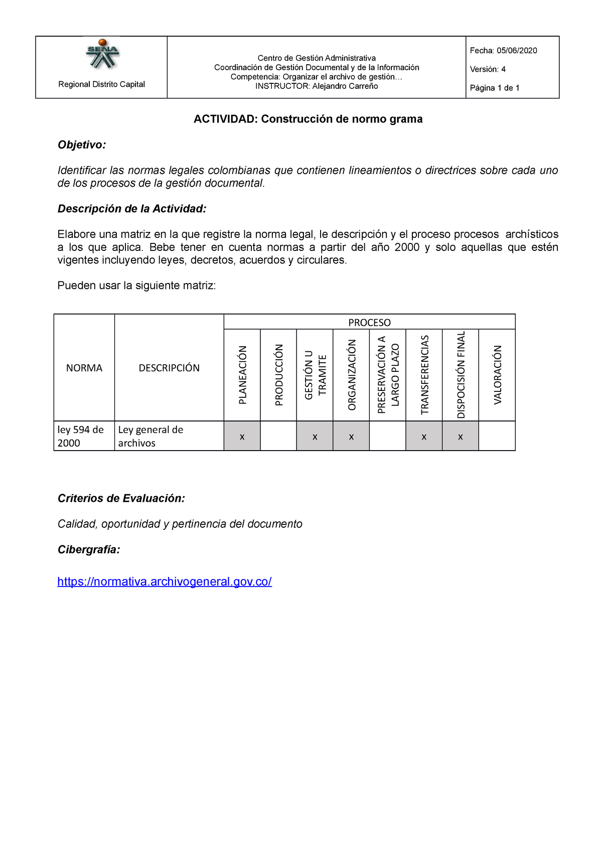 Descripción Normograma Para Informes Y Trabajos Regional Distrito