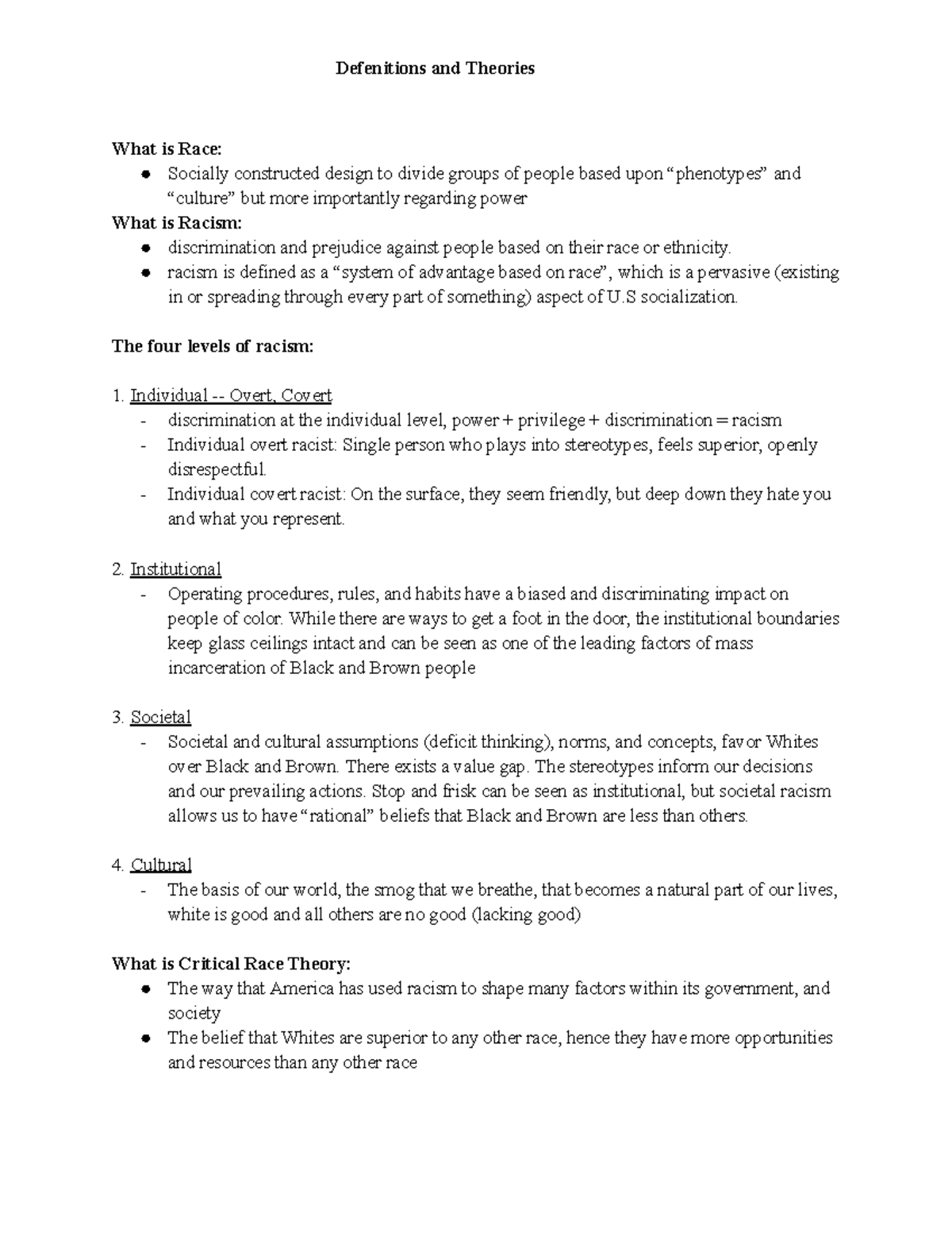 Race White Supremany Final Study Guide - Defenitions and Theories What ...