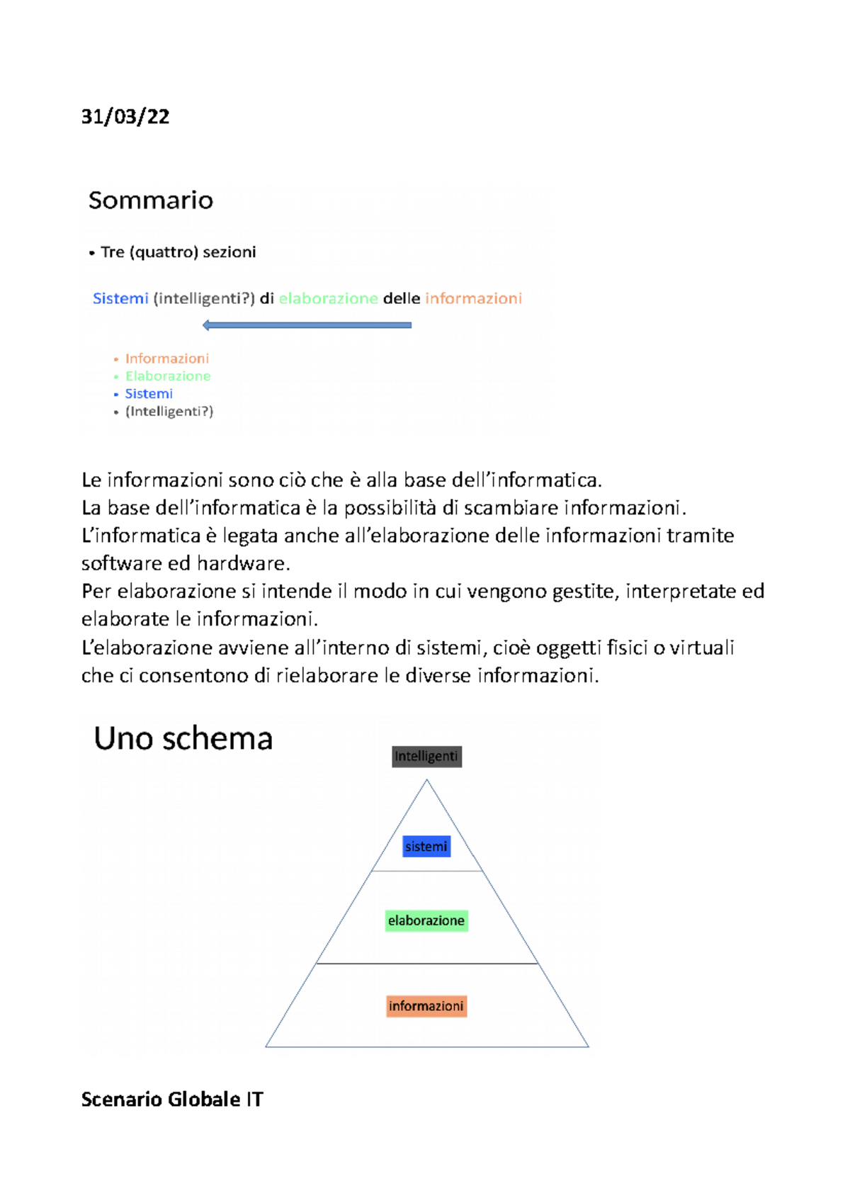 Lezioni di informatica - 31/03/ Le informazioni sono ciò che è alla ...