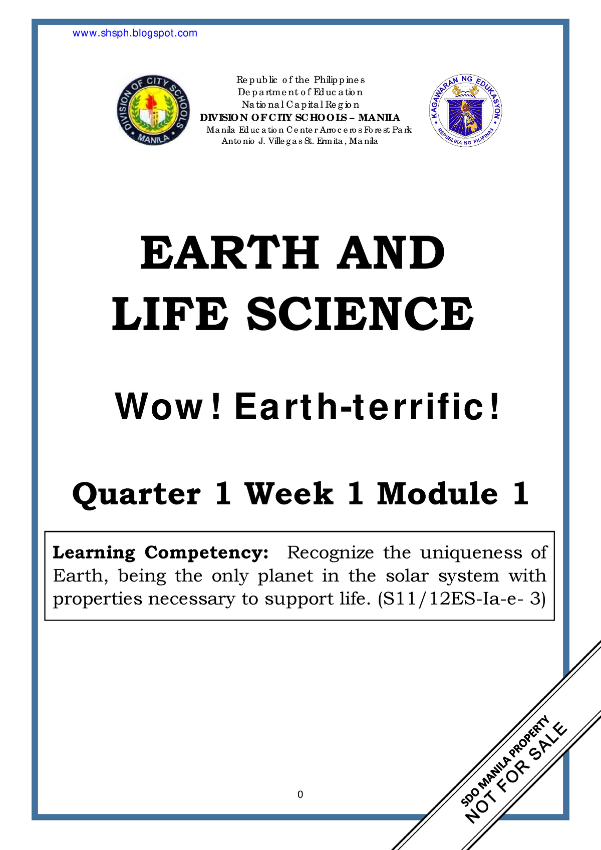 Mod1 Earth And Life Science (Planet Earth) - Re P Ub Lic O F The Philip ...