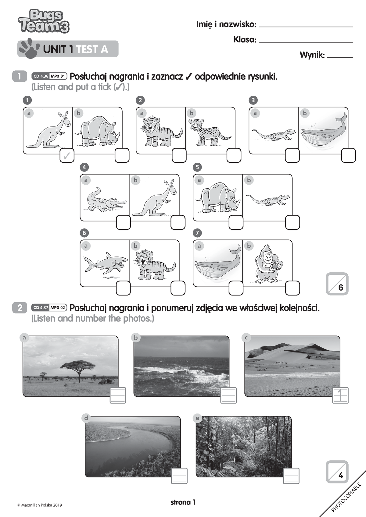 Unit 1 Test A Bugs Team 3 - unit 1 test bugs team - © Macmillan Polska ...