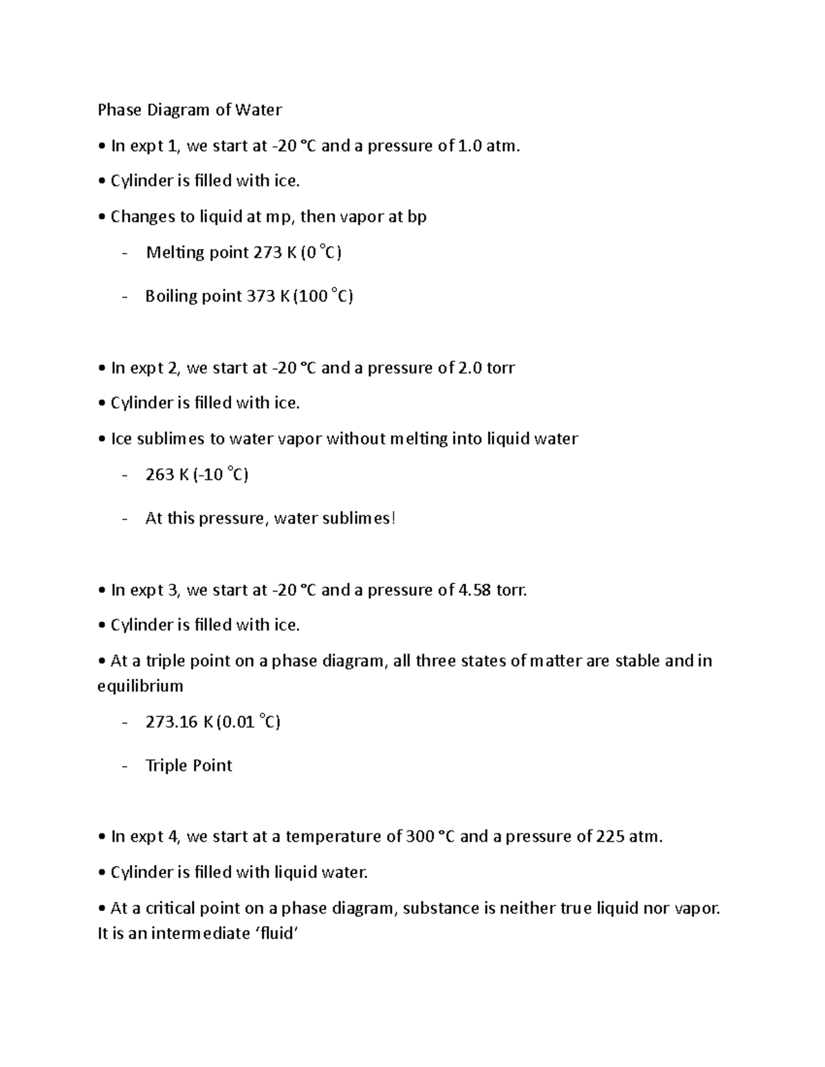 237 - Phase Diagram of Water - Phase Diagram of Water In expt 1, we ...