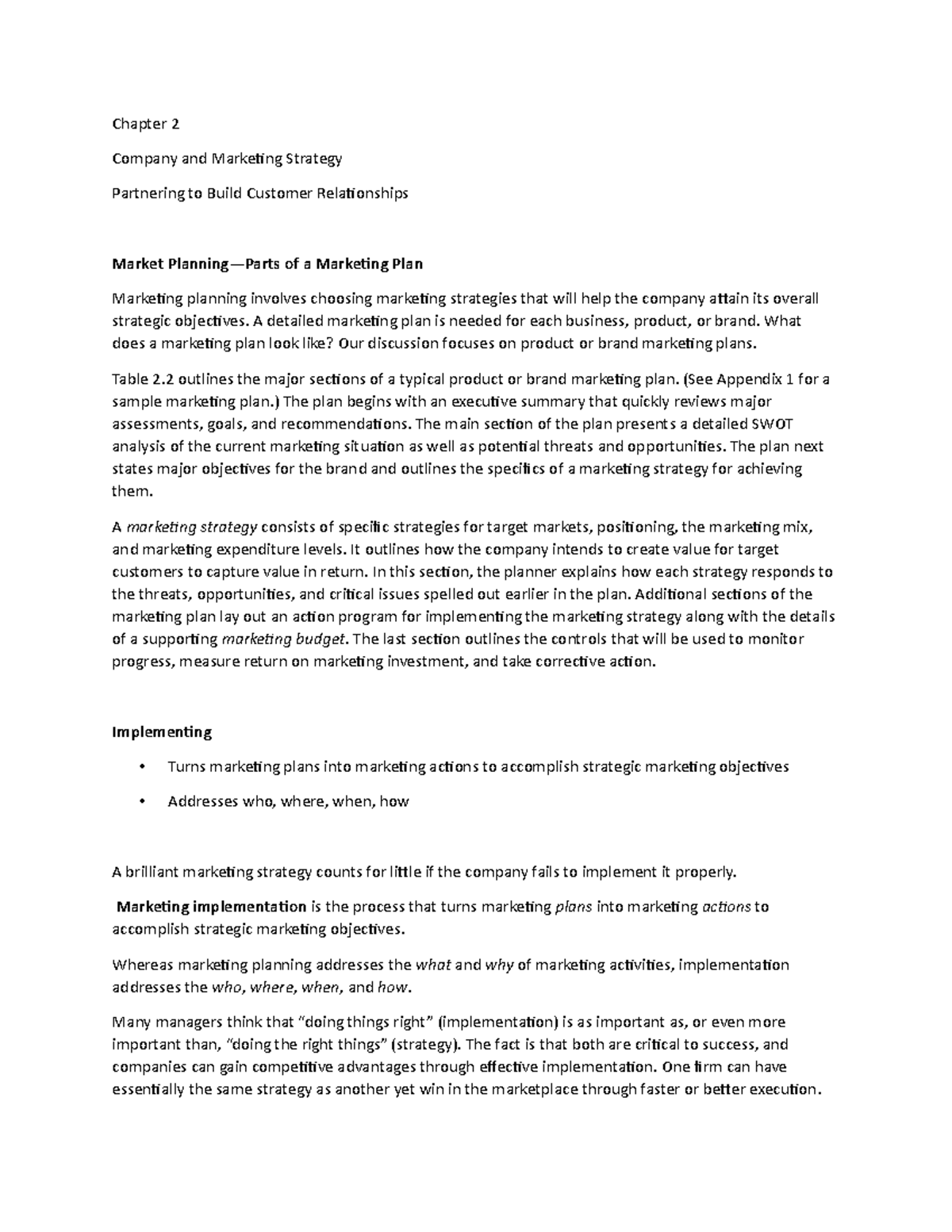Chapter 2h - Lecture notes 2 - Chapter 2 Company and Marketing Strategy ...