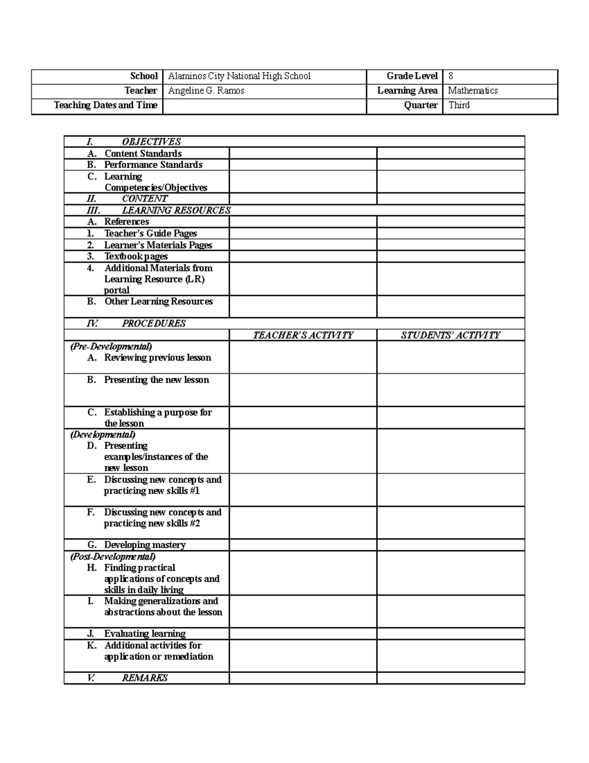 DLP-Template - For Information - School Alaminos City National High ...