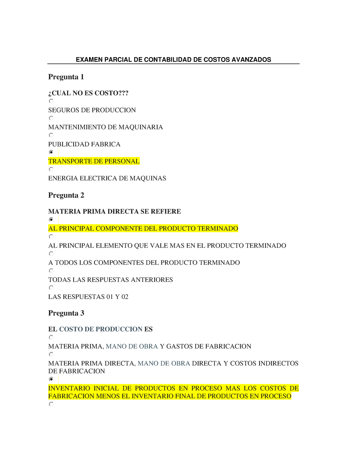 Examen Parcial DE Contabilidad DE Costos Avanzados - EXAMEN PARCIAL DE ...