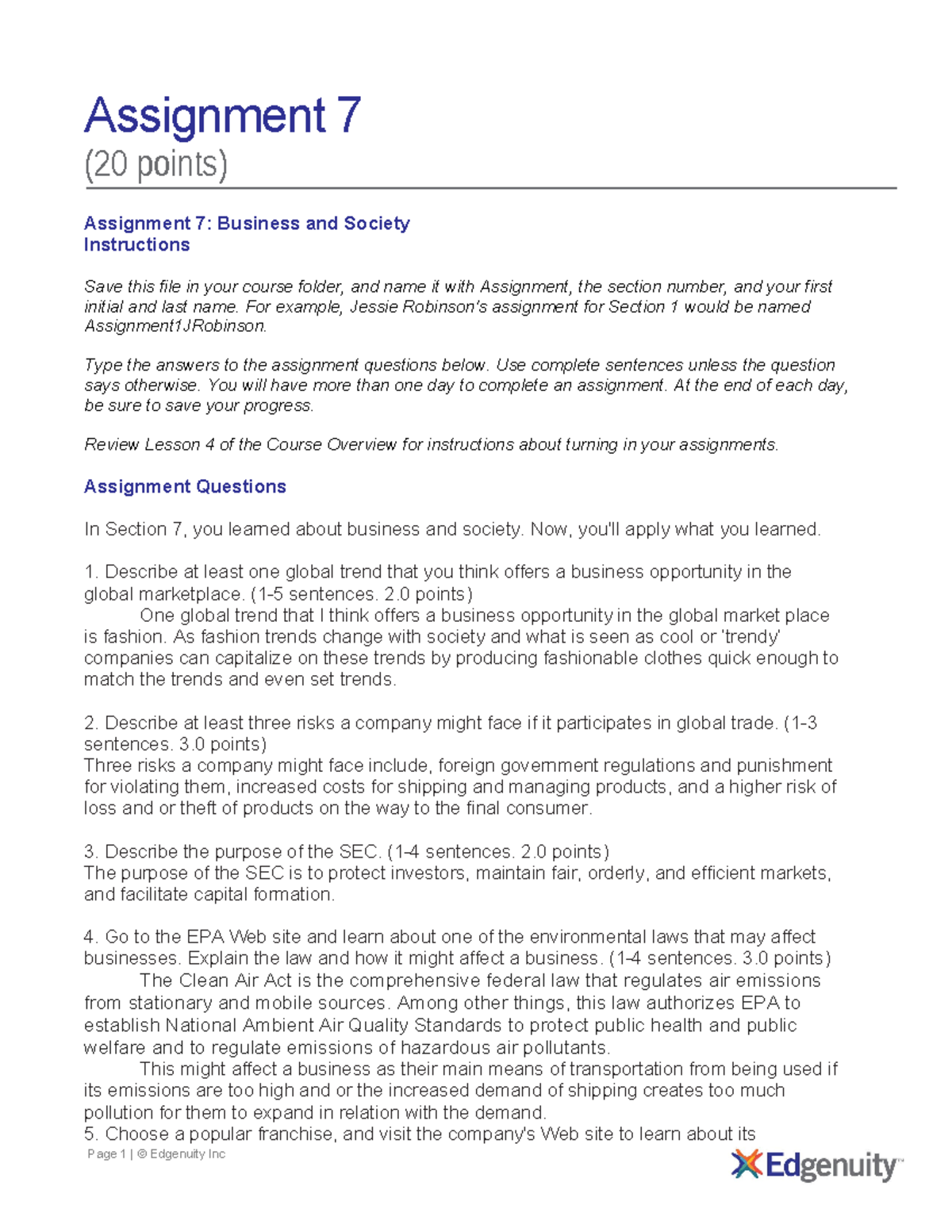 Assignment 7 - EL5732 - Page 1 | © Edgenuity Inc Assignment 7 (20 ...