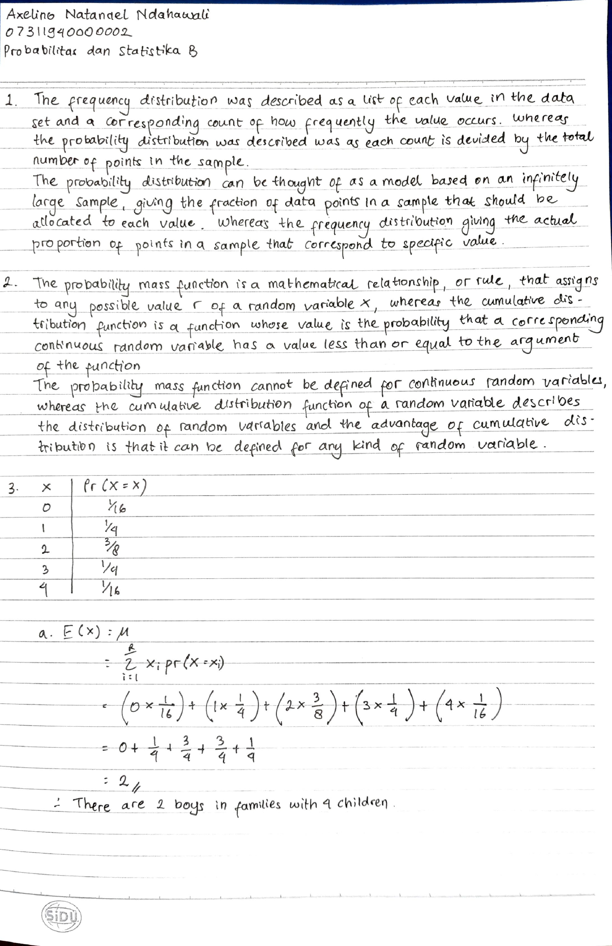 probability and statistics assignment pdf