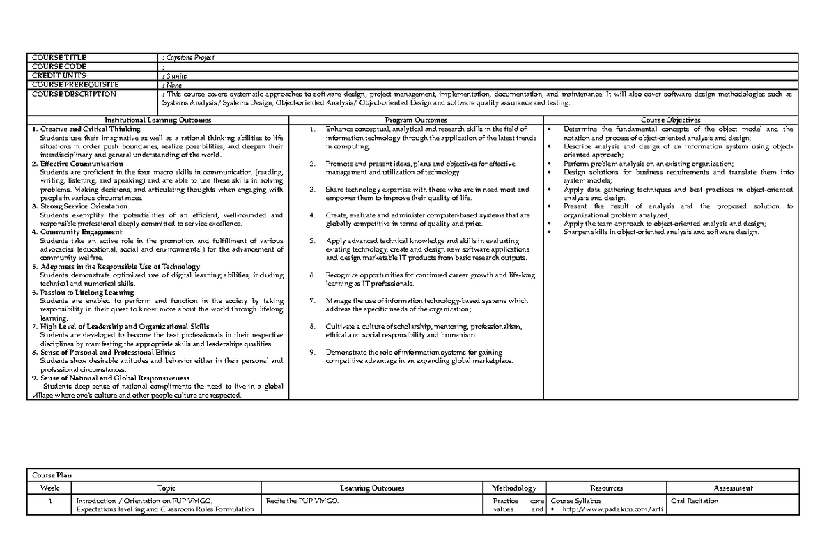 Capstone doc - COURSE TITLE : Capstone Project COURSE CODE : CREDIT ...