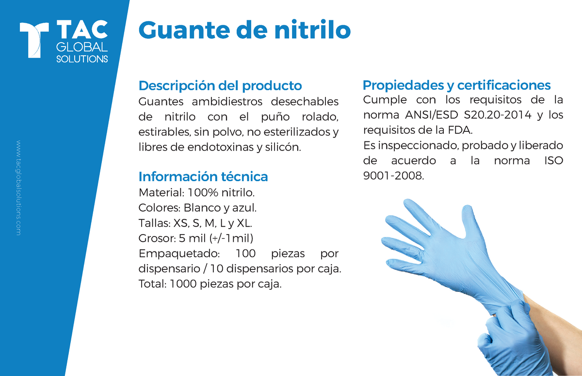 Nitrilo, descripcion - Guante de Descripción del producto Guantes - Studocu