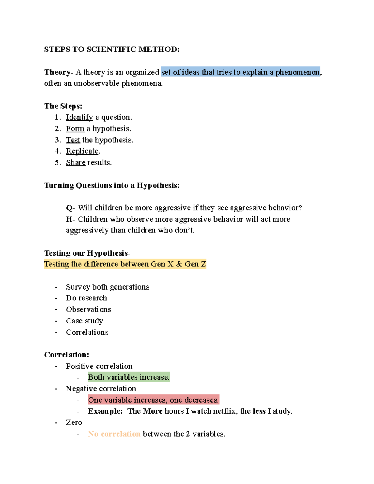 Science of Childhood Development - STEPS TO SCIENTIFIC METHOD: Theory ...