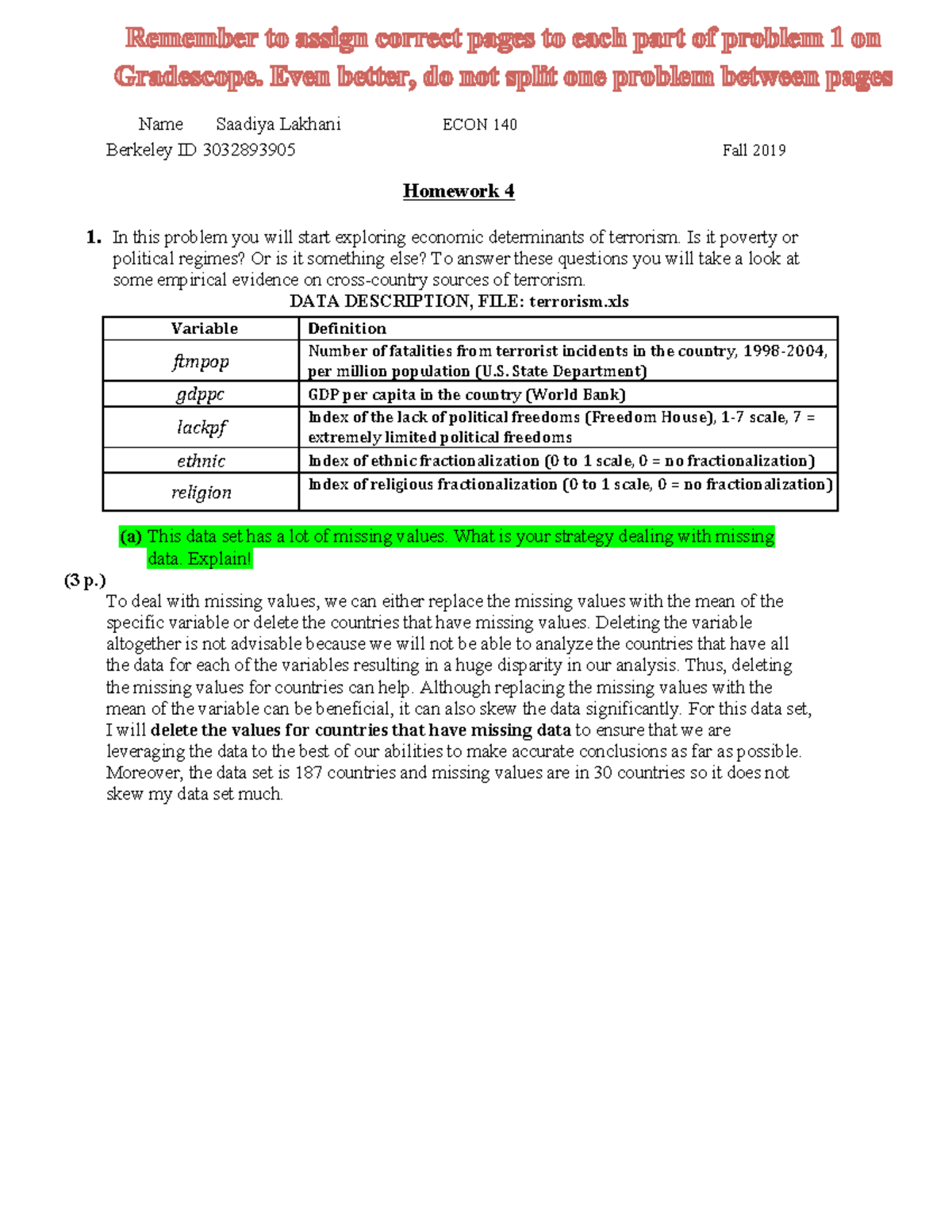 econ 140 assignment