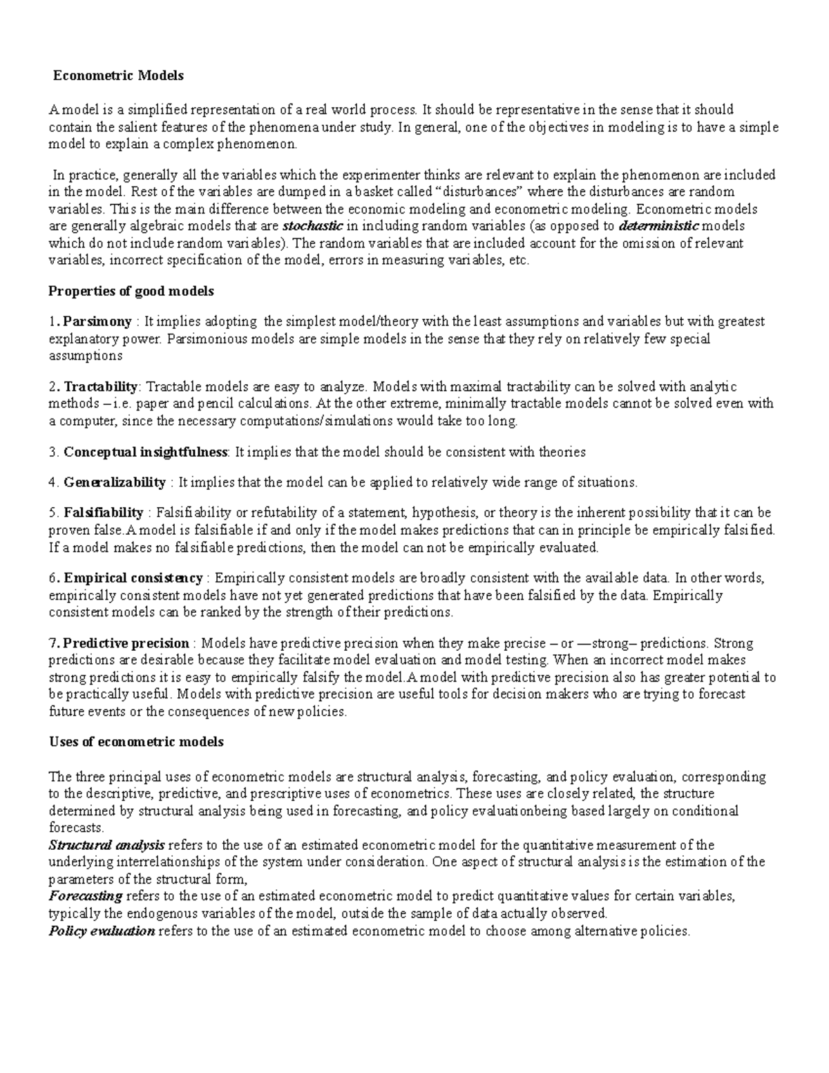 Econometric Models - SYLLABUS INCLUDED STUDY MATERIAL - Econometric ...