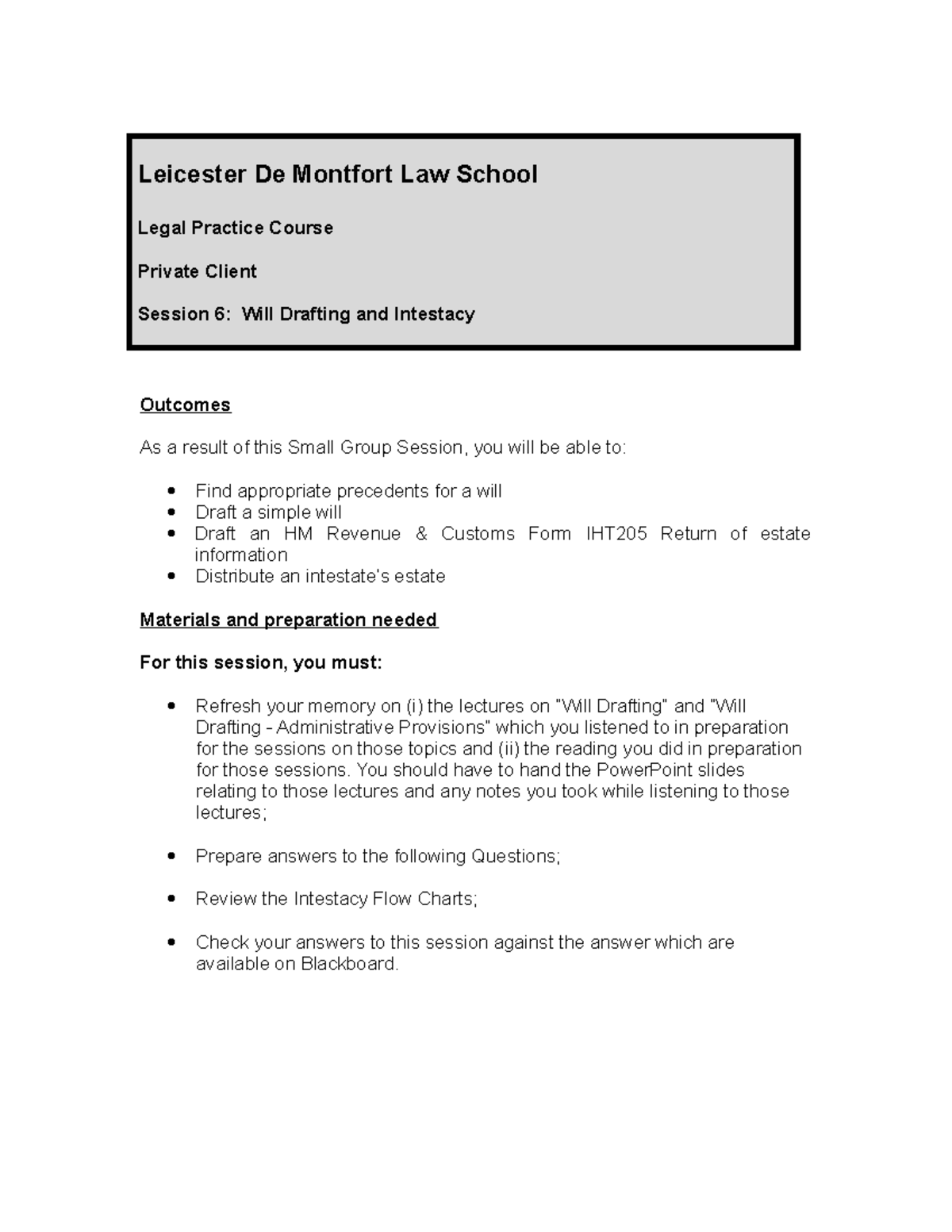 SGS question and answers Leicester De Montfort Law School Legal